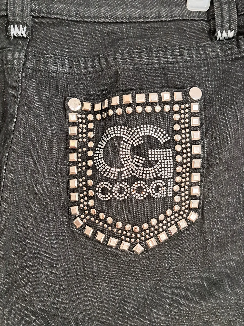 Y2K/Vintage Coogi Studded Black Denim Bermuda Shorts Junior/Women 13/14